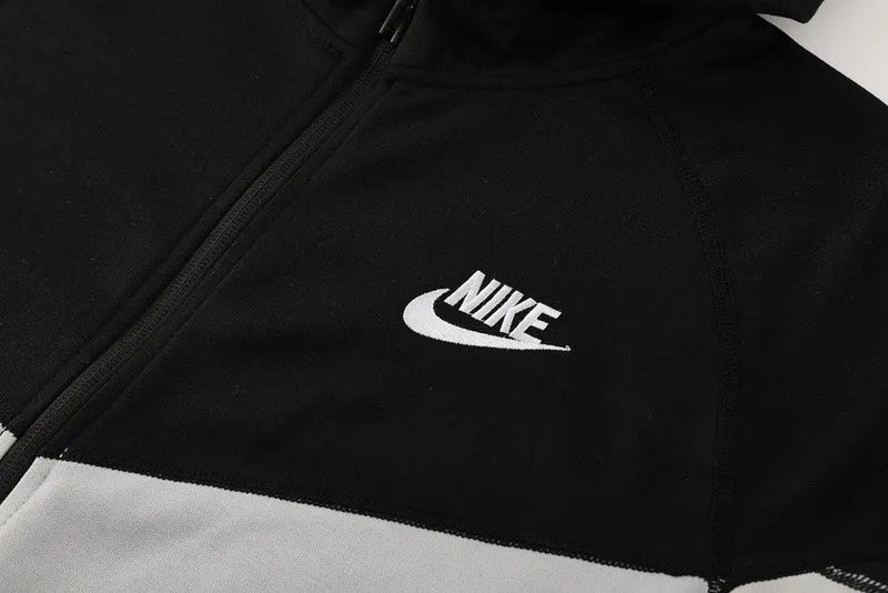 Nike Tech Fleece Full Zip Hoodie رمادي وأسود مجموعة كاملة