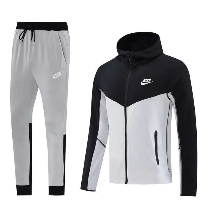 Nike Tech Fleece Full Zip Hoodie رمادي وأسود مجموعة كاملة