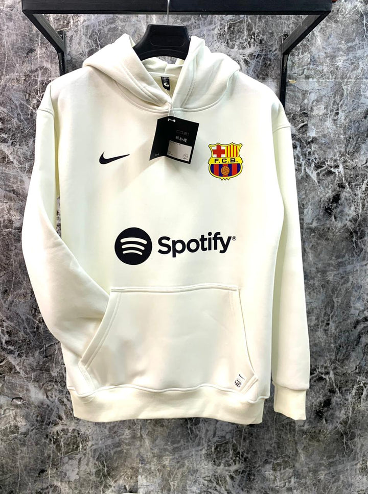 Barc_a White Hoodie 2025