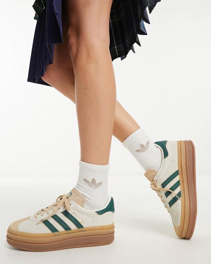 adidas Gazelle Bold Magic Beige Collegiate Green - uaessss