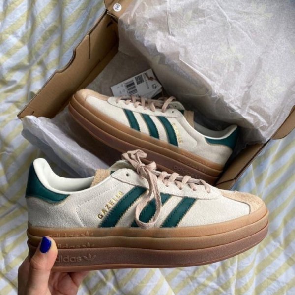 adidas Gazelle Bold Magic Beige Collegiate Green - uaessss