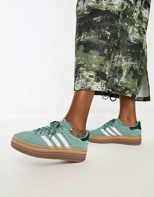 adidas Gazelle Bold Silver Green Gum - uaessss