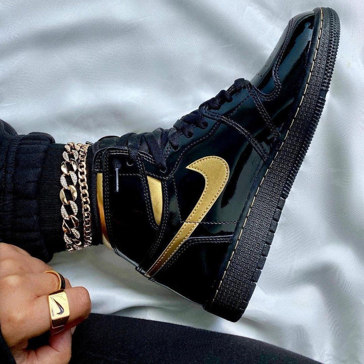 Air jordan 1 high black metallic gold - uaessss