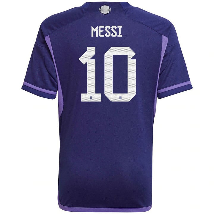 Argentina AWAY 3 STARS WITH MESSI 10 & BADGES JERSEY - uaessss