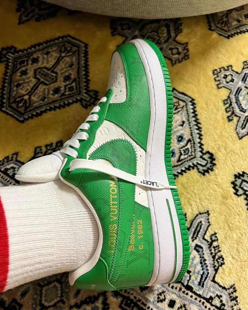 Louis Vuitton x Nike Air Force 1 Low white green - uaessss