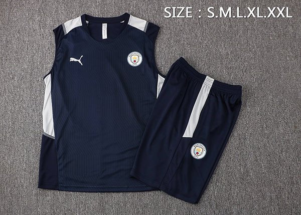 Man City Dark blue TRAINING SLEEVELESS SET - uaessss