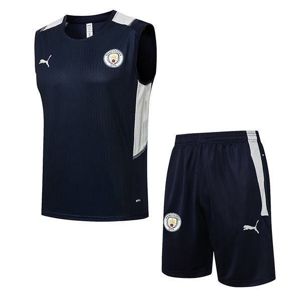 Man City Dark blue TRAINING SLEEVELESS SET - uaessss