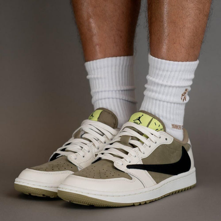 Travis Scott Jordan 1 Low Golf olive