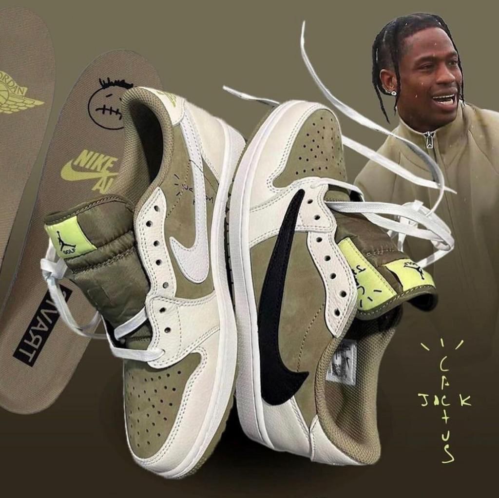 Travis Scott Jordan 1 Low Golf olive