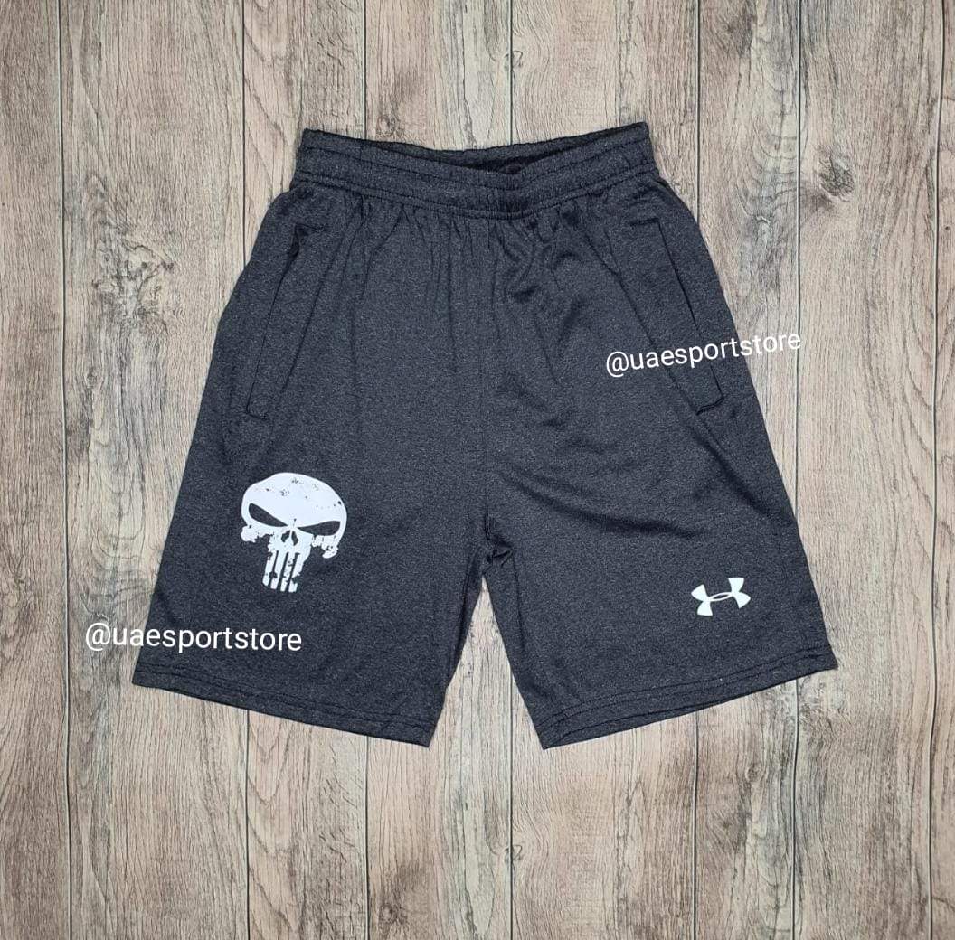 قميص وشورت هيكل عظمي باللون الرمادي الداكن من Under Armour Heatgear