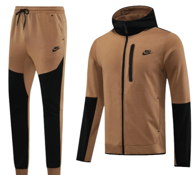 NIKE TECH FLEECE FULL ZIP HOODIE BROWN FULL SET