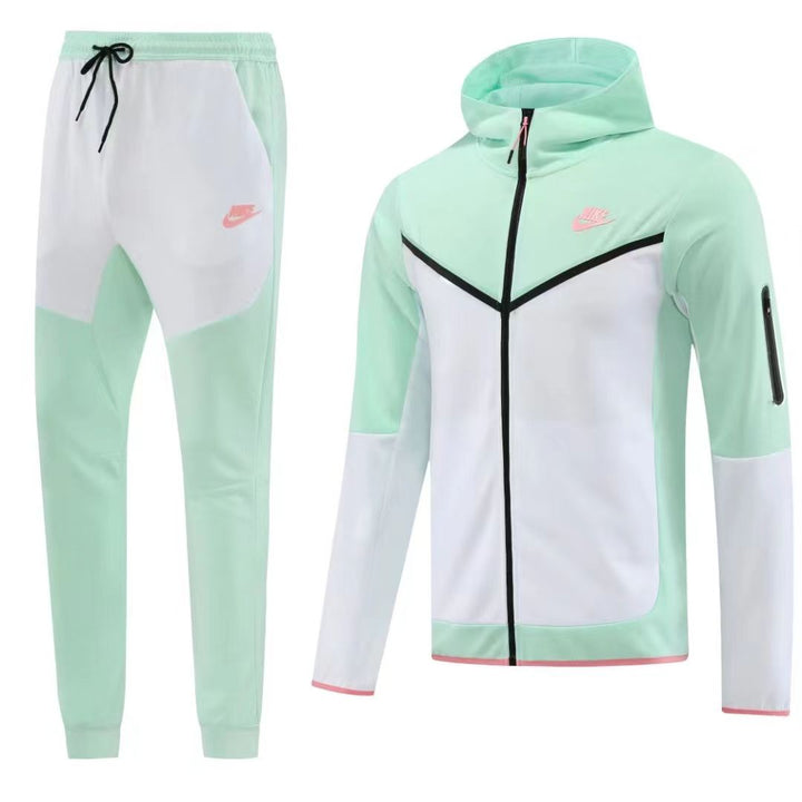 Nike Tech Fleece Full Zip Hoodie أخضر أبيض مجموعة كاملة