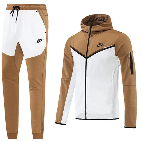 Nike Tech Fleece Full Zip Hoodie BROWN WHITE FULL SET