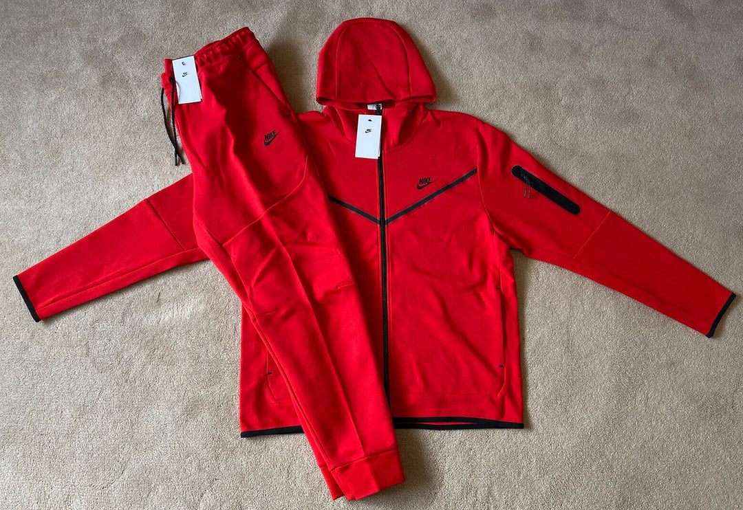 Nike Tech Fleece Full Zip Hoodie RED FULL SET